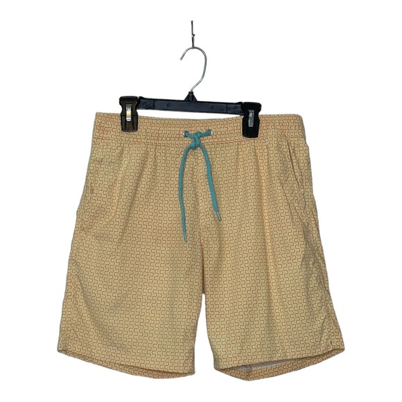 J. Crew men yellow orange print swim trunks size small - Picture 1 of 6